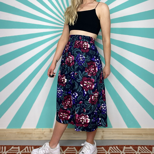 Vintage Navy Floral Skirt