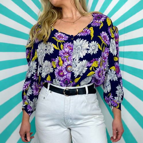 Purple Floral Vintage Blouse