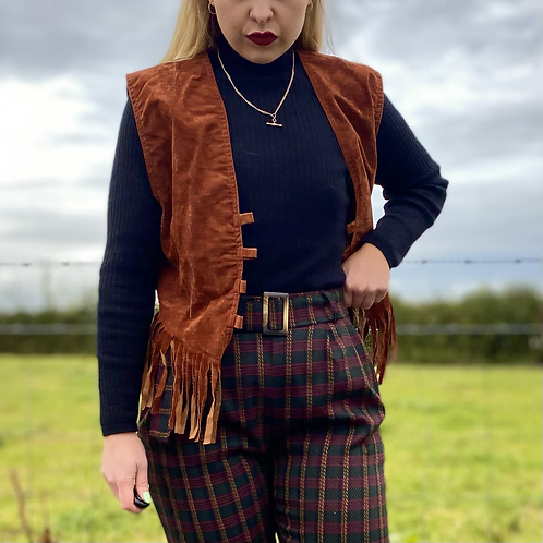 Brown Suede Tassle Waistcoat