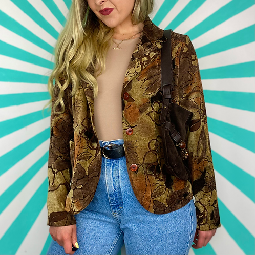 Brown Velvet Floral Blazer