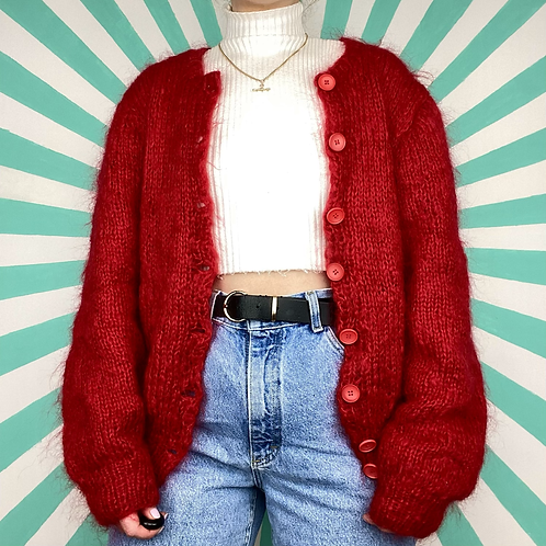 Red Lined Wool Cardigan