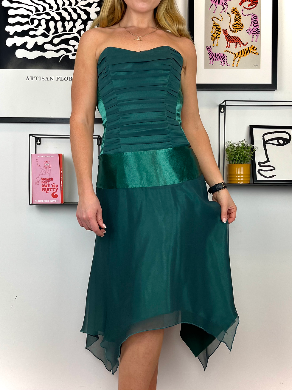 90s Vintage Green Corset Dress