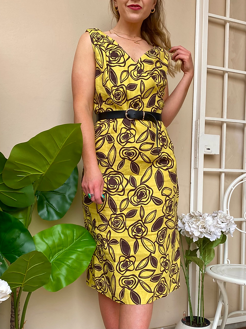 Mustard Floral Midi Dress 