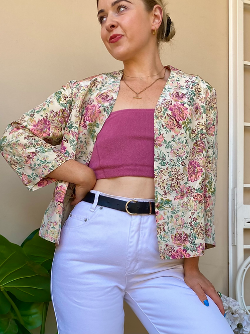 Cream Floral Summer Blazer