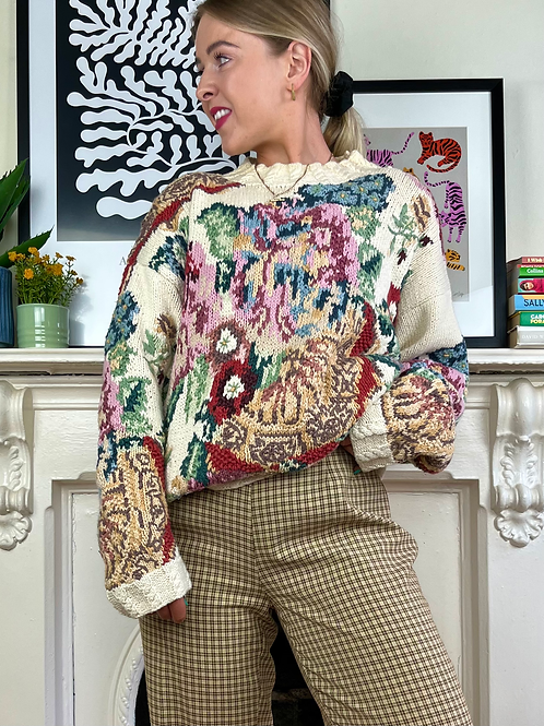 Cream Floral Knit Jumper