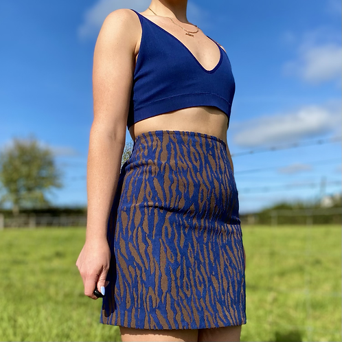 Navy Animal Print Skirt