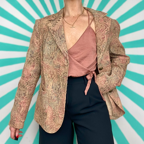 Beige Floral Vintage Blazer