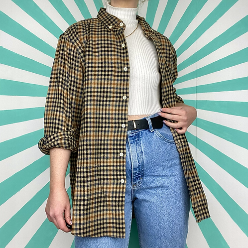 Beige Cheque Wool-Mix Shirt