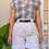 Thumbnail: Cream Cheque Crop Top