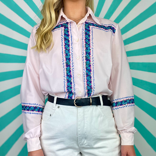 Pink Floral Vintage Blouse