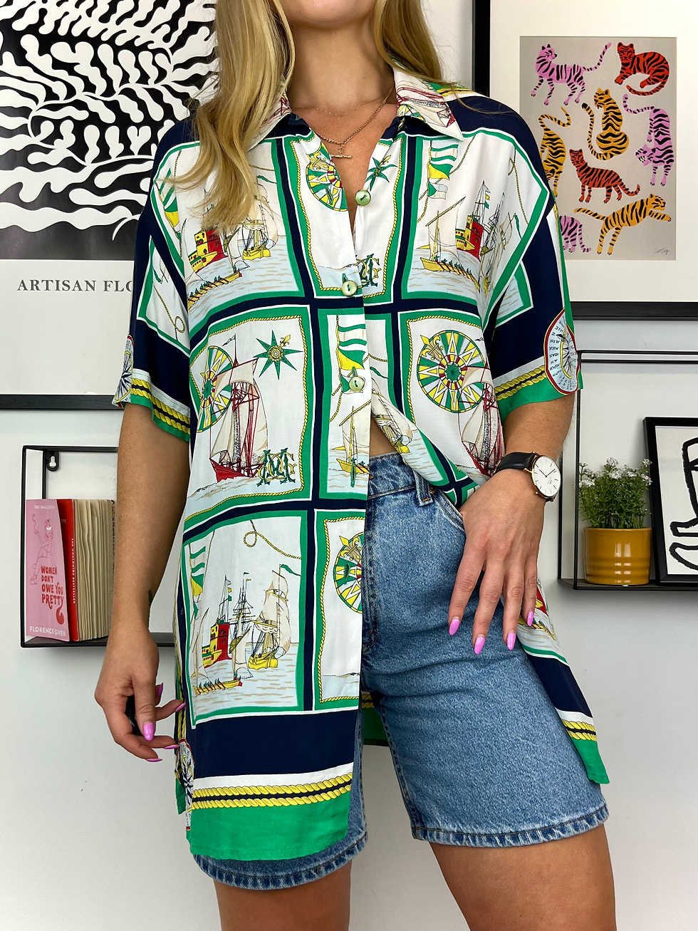Mint Nautical Style Blouse