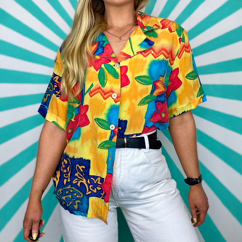 Yellow Floral Vintage Blouse