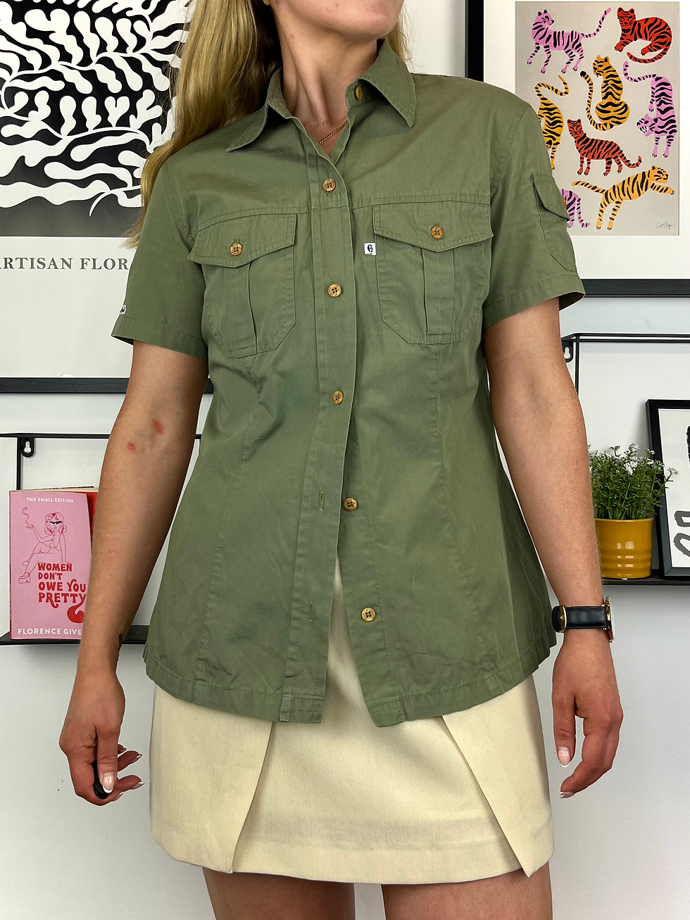Green Khaki Fitted Shirt