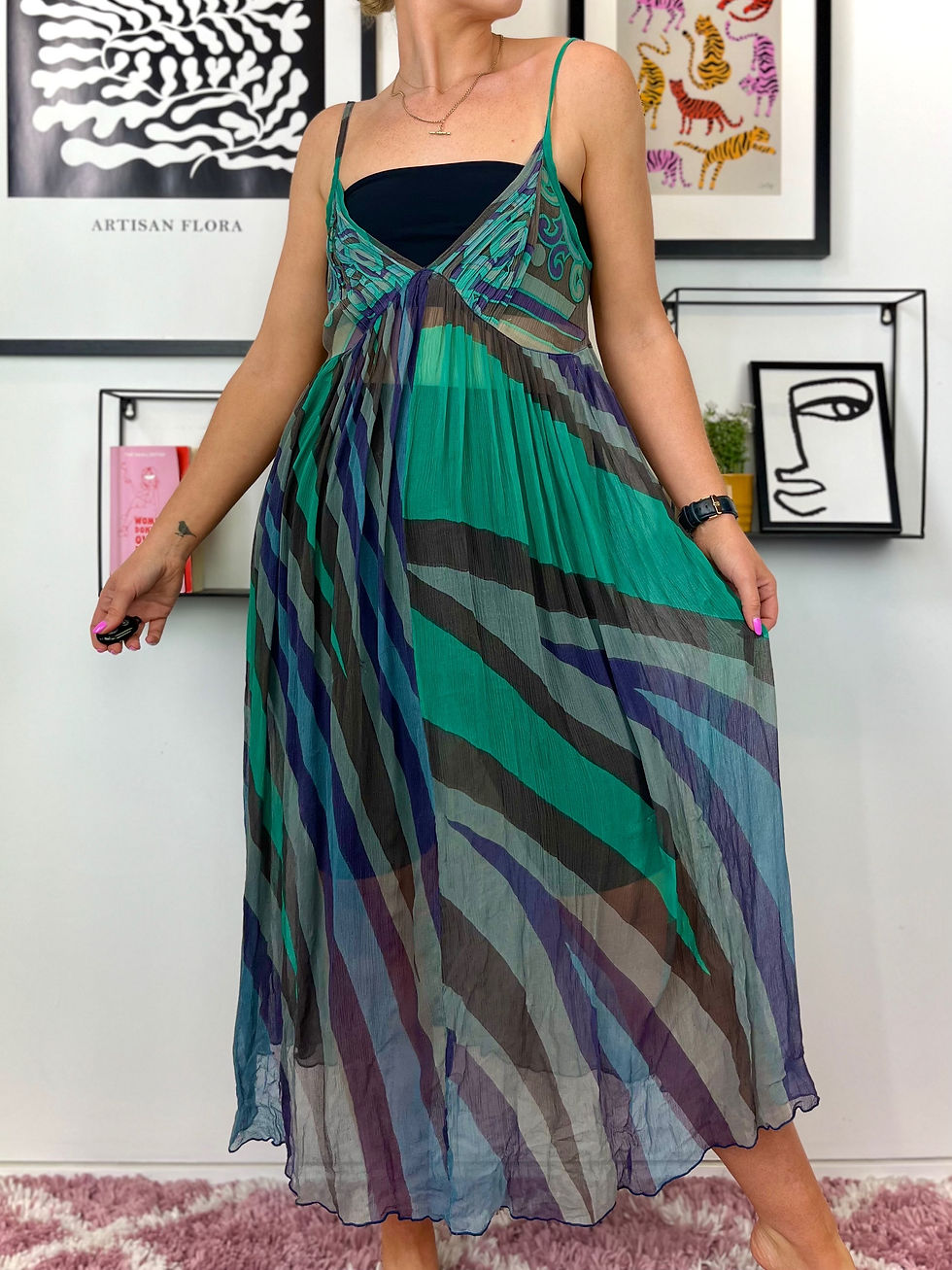 Green Sheer Cami Dress