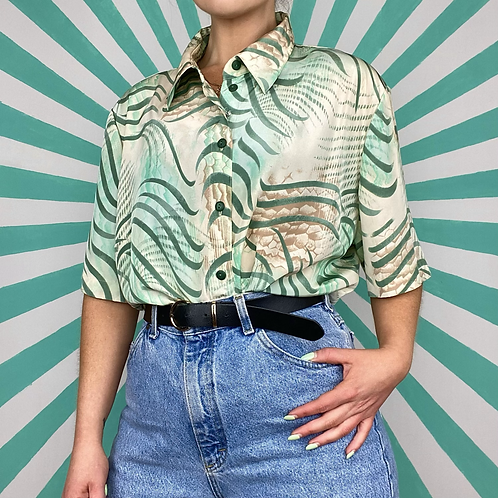 Green Retro Vintage Blouse