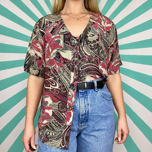 Pink Paisley Vintage Blouse