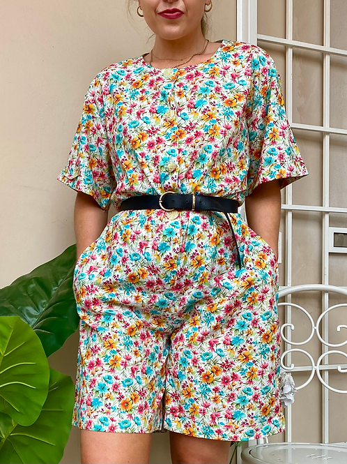 Blue Floral Vintage Playsuit 