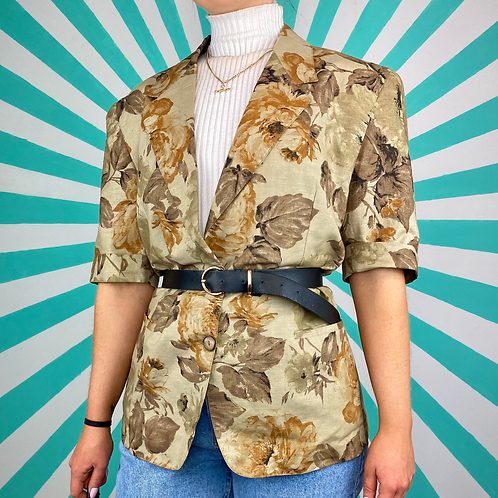 Beige Floral Summer Blazer