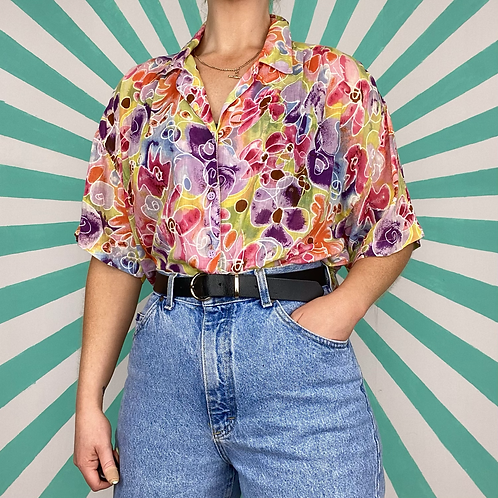 Pink Floral Vintage Blouse