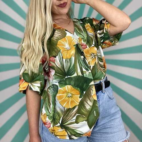 Green Hawaiian Blouse