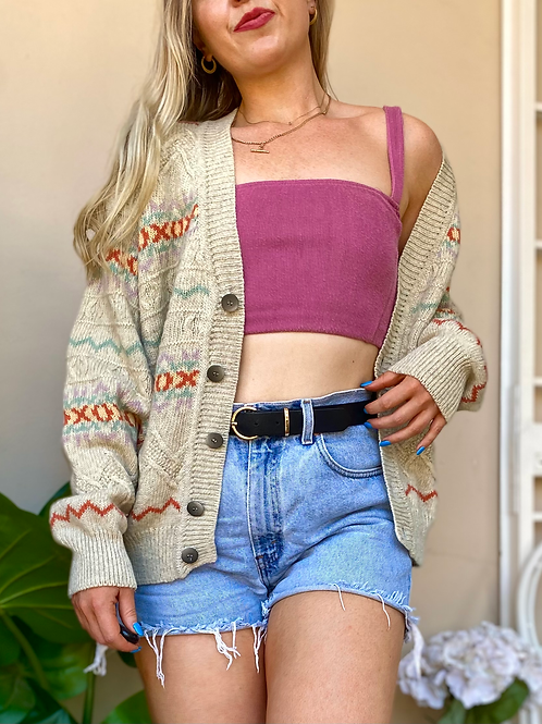 Cream Funky Knit Cardigan